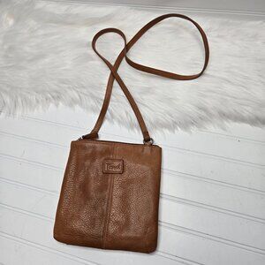 Vintage Fossil Purse Brown Leather Mini Crossbody Bag Organizer Wallet PATINA